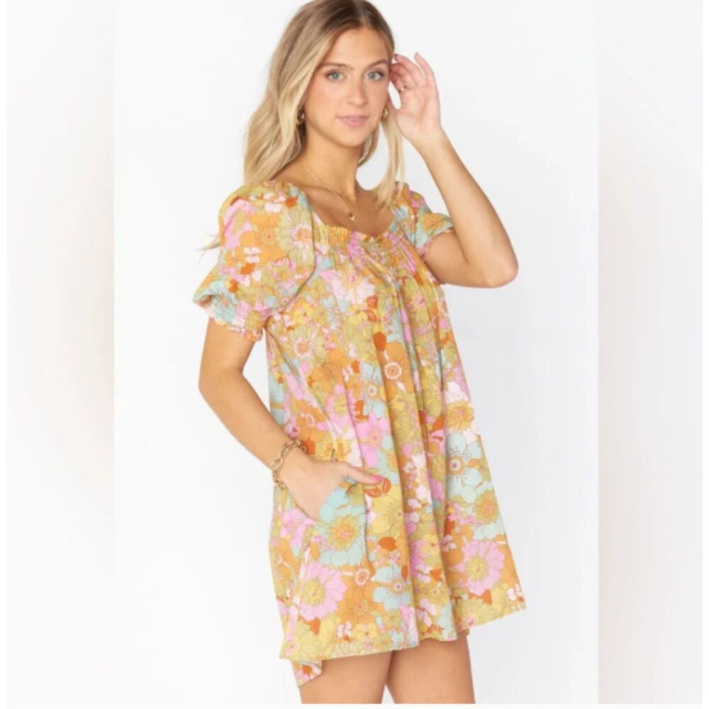 Show Me Your Mumu Annalynne Mini Dress Groovy Blooms Vibrant Retro Style Small